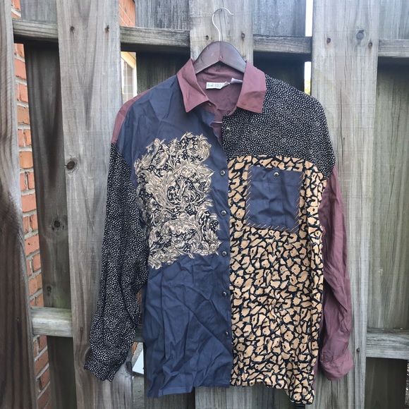 Vintage Tops - Vintage color block shirt